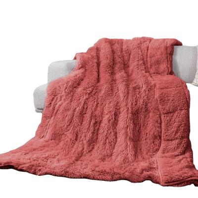 China Autism 100% Premium Soft Weighted Sherpa Polyester Throw Blanket Anti-Static Pink Gravity Blanket For Winter for sale