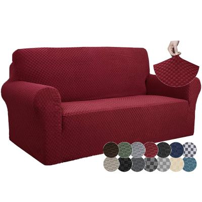 China Loveseat Sofa Slipcover Anti-static Washable Stretch Cover Furniture Spandex Burgundy Waterproof Stretch Fabric for sale