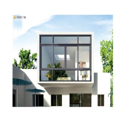 China Folding Screen DIAOSI 75mm Large Three Way Aluminum Frame Double Stained Glass Sliding Window For Project for sale