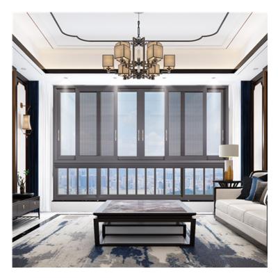 China Folding Screen DIAOSI 60mm Australian Standard Black Aluminum Sliding Window Double Glazed Glass Interior Windows for sale