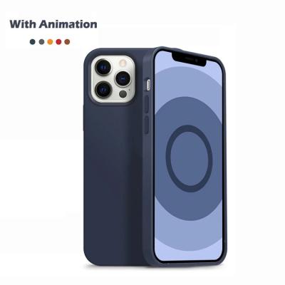 China Magnetic Anti-drop Phone Case For iPhone 12 Pro Mini Max MagSafe Wireless Charging Case Liquid Silicone Animation Case 1:1 Original for sale