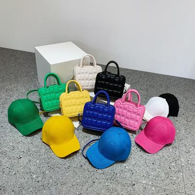 China Other 2022 New Designer Purse And Hat Set Candy Color Square Cross - Body Bag For Women for sale