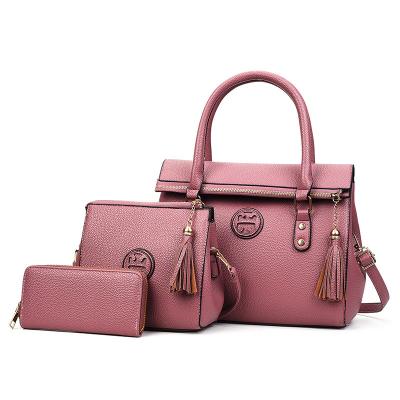 China Wholesale 3 Pieces Fashion Lady Fashion Designer Luxury Tassel Bags Set Handbag For Women for sale