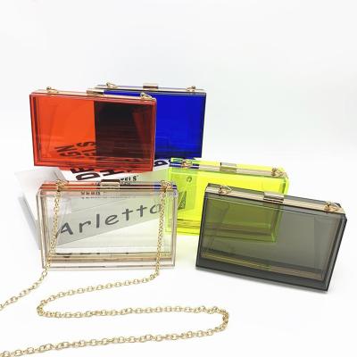 China Women Small Summer Bag Ladies Square Acrylic Candy Color Transparent Box Bag Evening Clutch Bag for sale