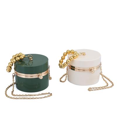 China Fashion Textured Hot Sale Multiple Color Acrylics Shoulder Chain Bucket Diagonal Bag for sale