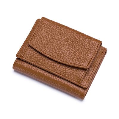 China New Fashion RFID Small Leather Wallets For Women Ladies Women Triple Mini Purse With Coin Pocket for sale