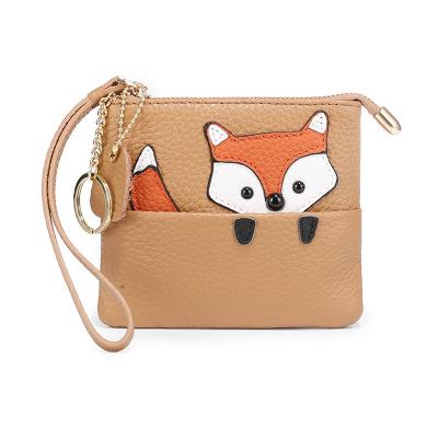 China No Small Wallet Cartoon Cute Animal Leather Creative Ultra-thin Coin Purse Decoration Chain Key Chain for sale