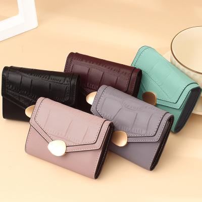 China New Fashion Fashion Small Credit Card Holder Wallets High Quality Genuine Leather Short Women Coin Purse for sale