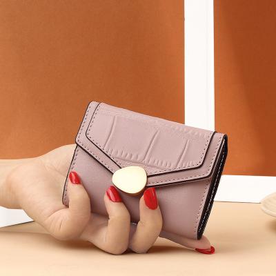 China Fashion Custom Credit Card Holder Small Genuine Leather High Quality Short Wallets Women Coin Purse for sale