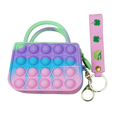 China Fashionable Cute Mini Elegance Decompression Silicone Rainbow Busy Person Clutch With Key Chain for sale