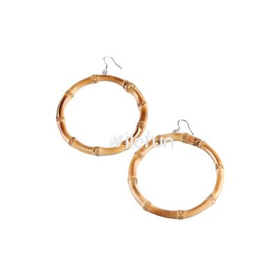 China Fashion Real Root Circle Bamboo Earrings Jewelry Jewelery Accessories Straw Rattan Round Circle Bamboo Wood Ring for sale