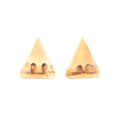 China Real Root Vintage Natural Bamboo Root Unique Handmade Geometric Bamboo Triangle Fresh Wood Ear Studs Earrings for sale