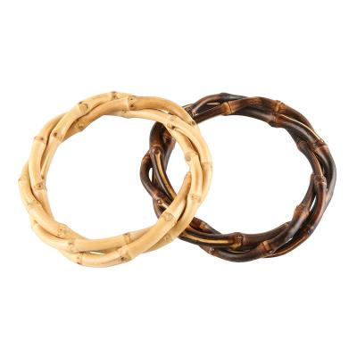 China Nilerun Real Bamboo Root Around Circle Wooden Rattan Root Bracelet Unique Handmade Thick Twisted Natural Bamboo Bracelet for sale