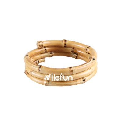 China Real Root Three Circle Rings Rattan Rings Natural Bamboo Bangle Bracelet Handmade Wide Bamboo Wood Straw Grass Bamboo for sale