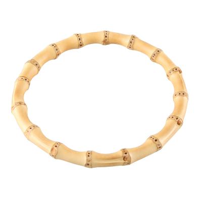 China Luxury high quality brand bamboo unique handmade round circle real root bag purse purse natural wood bamboo handle for sale