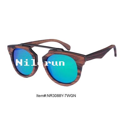 China Real ebony wood+metal structure brand wooden metal sunglasses for sale