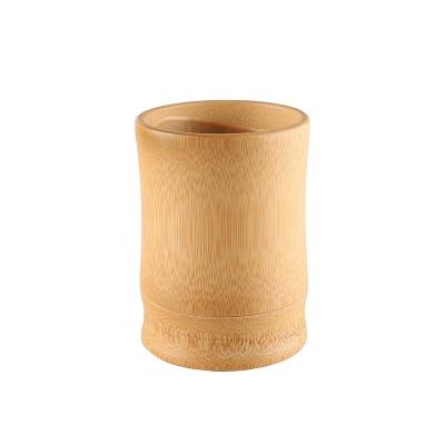 China Multi Use Bamboo Natural Bamboo Tube Desktop Purpose Decoration Desk Organizer Cup Pot Flower Wooden Vase for sale