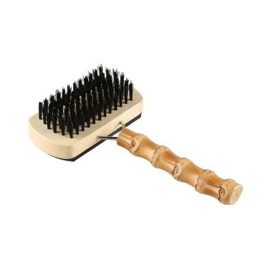 China Viable Pet Beauty Tool Wooden Handle Bamboo Root Cleaning Double Sided Throwing Massaging Grooming Pins Pet Comb Cat Dog Bristle Brush for sale