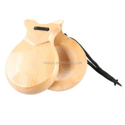 China Hardwood Orff Percussion Musical Instrument Flamenco/Hard Solid Wood Spanish Castanets Flamingo Dance Wooden Castanets for sale