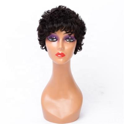 China Regular Wave For Color Women Factory Price Remy Brazilian Human Hair New Design Short Curly Wigs for sale