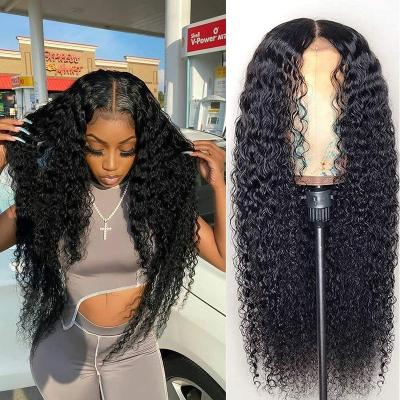 China Fast Shipping 100% Human Hair 150% Density 4x4 HD Brazilian Deep Wave Thin Transparent Lace Frontal Wigs 100% Deep Wave HD Closure Wigs for sale