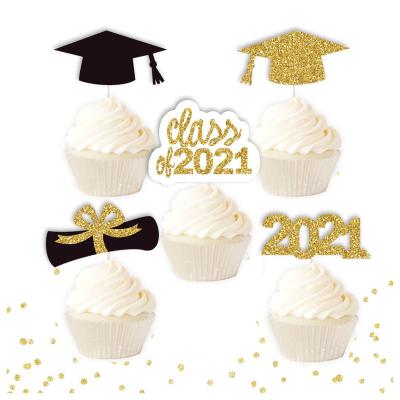 China PAPER Cupcake Decorating Set of 10 Pieces Graduation Party Decorations Cake Plug-in for sale