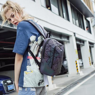 China New Design Fashion Women Fashion Luminous School Backpack Lingge Women's Geometric Shoulder Bag for sale