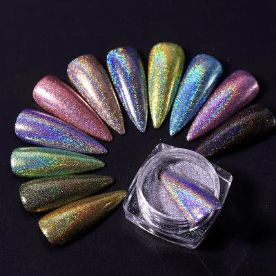 China New High Quality Glow Powder Popular Classic Finger Nail Color Aperture Nail Laser Sprinkle Fine Nail Powder for sale