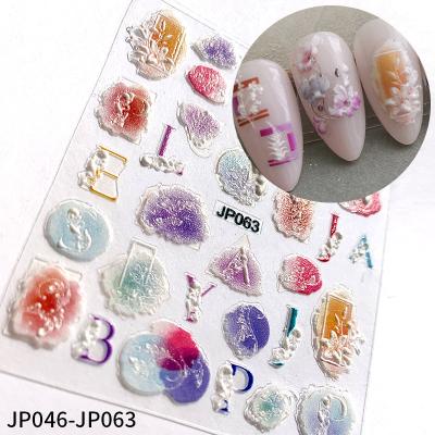 China Beauty New 5D Finger Nail Embossed Nail Stickers Kids Decorate Nail Decals Fingertip Art DIY Decoration Supplies for sale