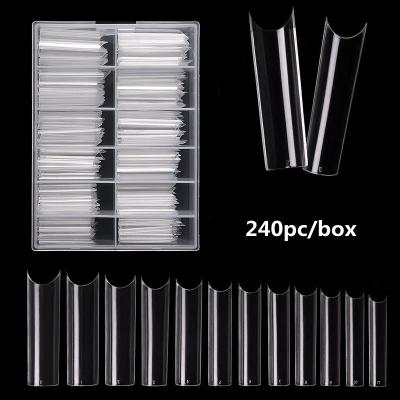 China French Factory Direct 240Pcs Square Half Cover False Nails Artificial Nail Art C Curved Tips Finger Salon DIY for sale