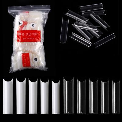 China Square 500pcs Half Cover fakeFingernail False French Nails Long Artificial Nail Art C Curved Tips Finger Salon DIY for sale