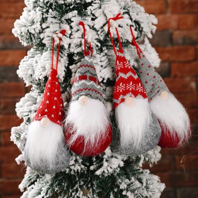 China Pile Christmas Ornaments Hat Forest Old Man Pendant Faceless Doll Woven Christmas Tree Ornaments for sale