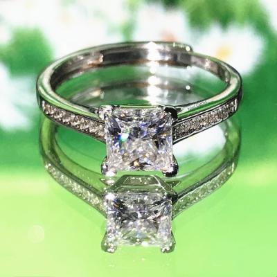 China Other engagement 925 adjustable princess cut s925 moisanite silver ring rings moissanite diamond jewelry for sale