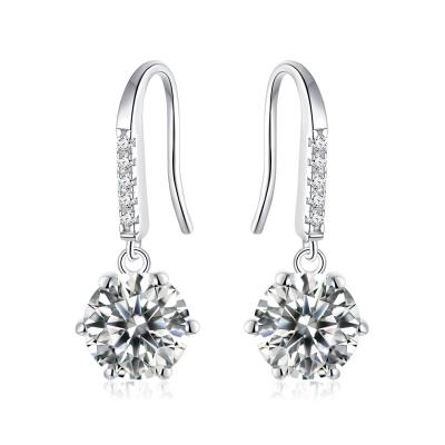 China Other gold plated moissanite 925 women jewelry gem s925 diamonds diamond 1carat D VVS1 earring hooks earrings for sale