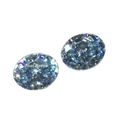 China Loose Crushed Gray Blue Gray Moissanite Ice Oval New Game Sapphire Or Light Color Dark Color Fire Synthetic Diamonds Gems for sale