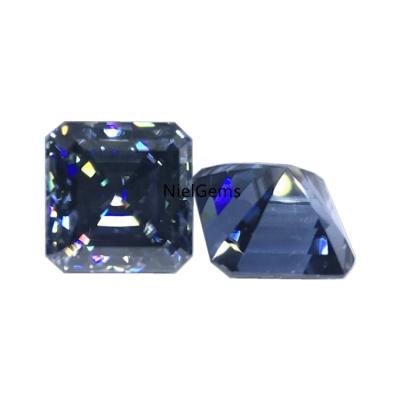 China Fire Nielgems dark light color sapphire synthetic gemstone blue asscher blue stone loose gray gray color or moissanite for sale