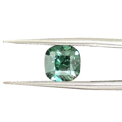 China Color Play or Fire Custom Synthetic Green Cushion Cut OEC Green Moissanite for sale