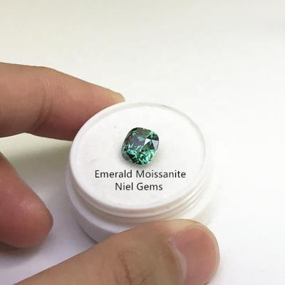 China Color Play Or Fire Cushion OEC Cut Green Diamond Prices Synthetic Green Moissanite for sale