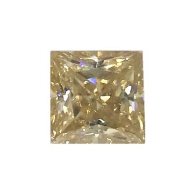 China Fire Champagne Dark Color Square Shape Synthetic Diamond Gemstone Color Play or Gold Princess Cut Golden Yellow Loose Moissanite for sale