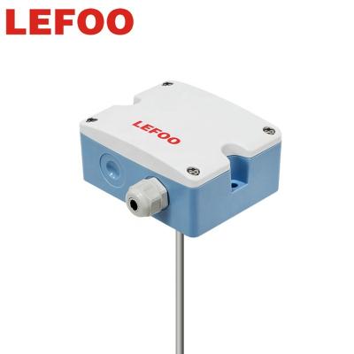 China PC shell LEFOO ducted type HVAC output 0-10V 4-20ma pt1000 temperature modbus sensor temperature transmitter with display for sale