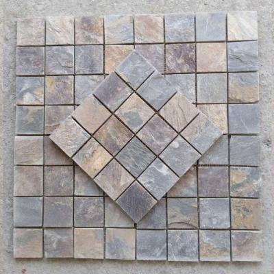 China Modern Hot Sale 305*305MM Multi Color Variety Shapes Puzzle Slate Mosaic Tile For Decoration for sale