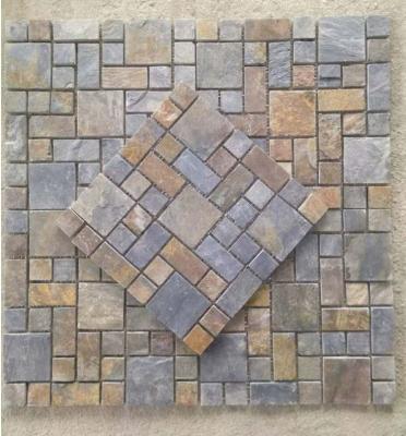 China Guarantee 305*305MM Modern High Quality Multi Color Square Parquet Stone Slab Mosaic For Wall for sale