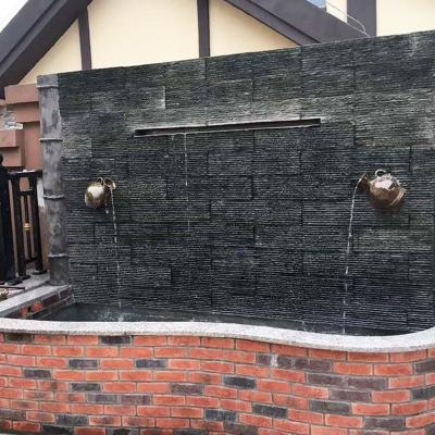 China Modern Black Garden Slate Waterfall Decorative Wall Veneer Panel for Residence Decoration for sale