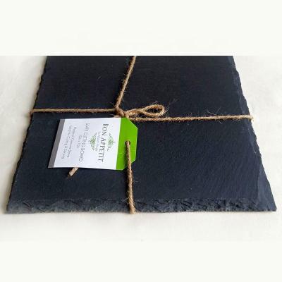 China Sustainable High Quality Natural Square Black Cheese Steak Pizza Slate Serving Tray Board for sale