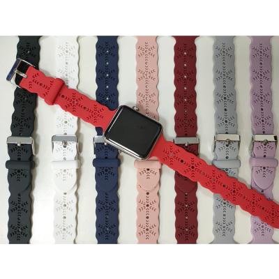 China Comfortable And Soft Waterproof Silicone Strap 38mm/42mm Sport Replacement Waterproof Smart Watch Strap For Apple Watch for sale