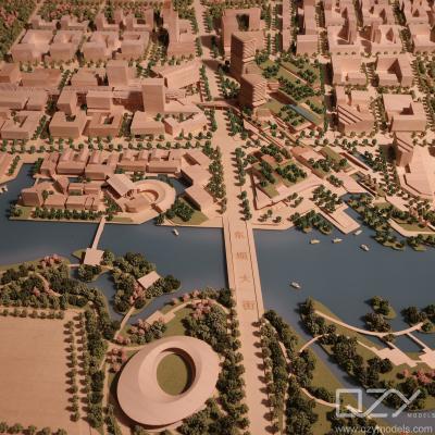 China Architectonisch houtschaalmodel Aecom 1:1000 Beijing Jinzhan Stedenbouw Te koop