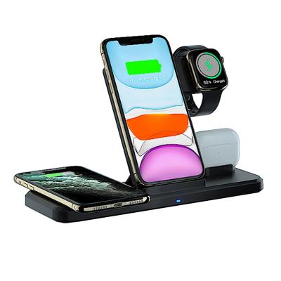 China Portable Wireless Smart Watch 15W Mobile Phone Holder Stand Radio Charger Dock Station For iPhone for sale