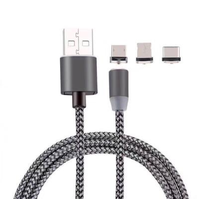 China Mobile Phone Types 3 in 1 Magnetic Fast Charging Cable USB C Cable Data Charger Magnet USB Charging Cable for sale