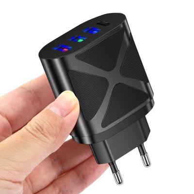 China EU R-U Multi Plug USA Protection Portable Charger With PD Type-C USB 5V/3A 3 Ports Wall Charger Adapter Charger for sale