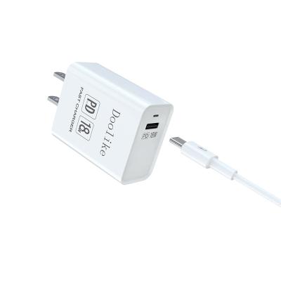 China PD 18W Single Portable Charger Type-C Travel Adapter US Plug Wall Fast Charging Charger For iPhone for sale